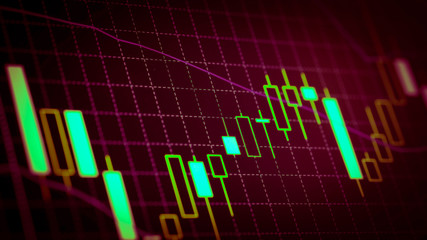 Candlestick chart Down trend of trading graph in graphic concept suitable for financial investment or Economic trends business idea and all art work design. Abstract finance background