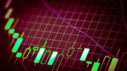 Candlestick chart Down trend of trading graph in graphic concept suitable for financial investment or Economic trends business idea and all art work design. Abstract finance background