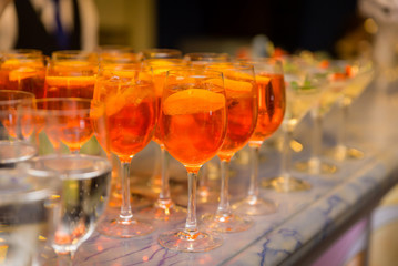 Aperol spritz in glasses on the table