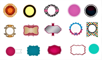 Vector illustration of a set of presentation labels on a white background.