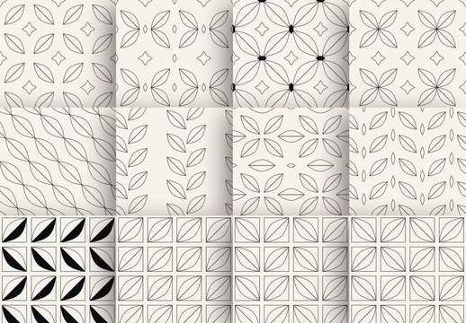 Black and White Seamless Patterns Set