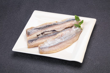 Herring fillet in the bowl