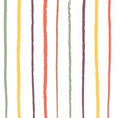 Vector pattern with vertical brush stripes on white background/ Colorful hand drawn texture/ Abstract vintage background