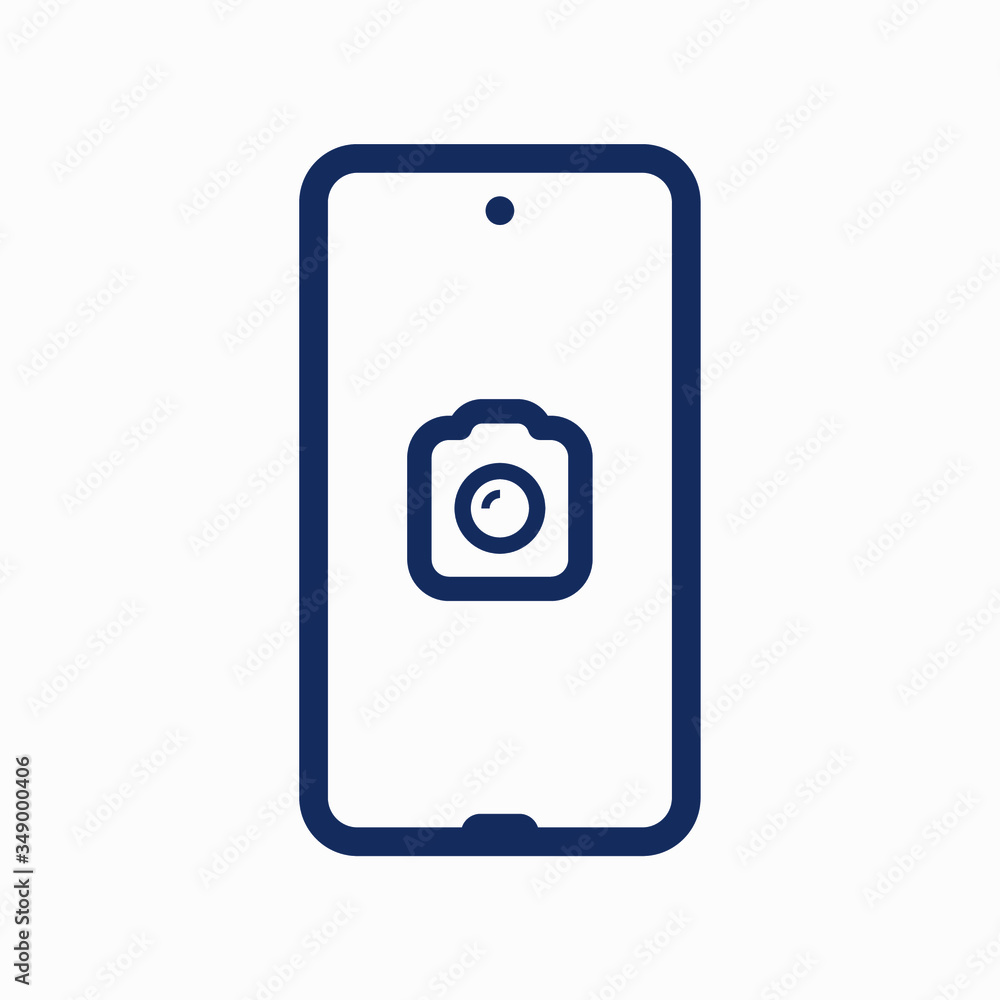 Poster smartphone camera line vector icon. photo symbol. phone lens silhouette icons set for web design. ta