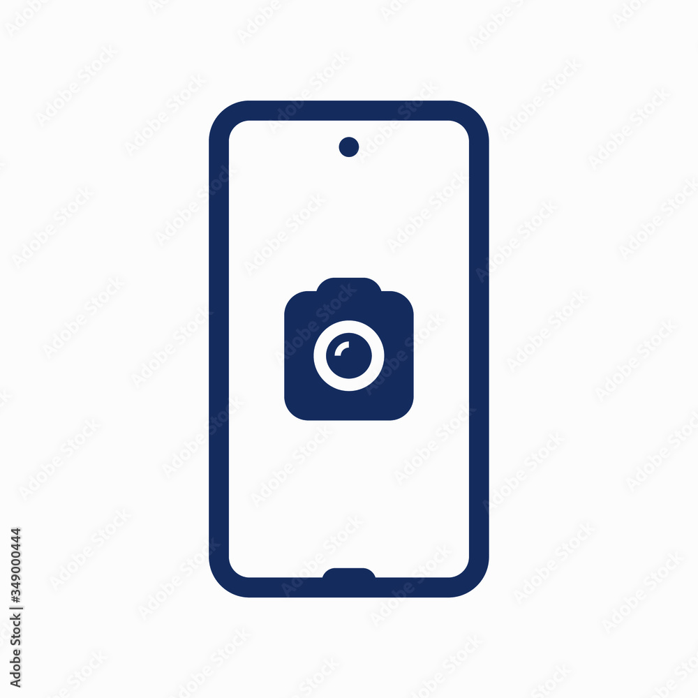 Poster smartphone camera line vector icon. photo symbol. phone lens silhouette icons set for web design. ta