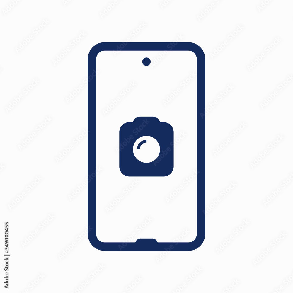 Poster smartphone camera line vector icon. photo symbol. phone lens silhouette icons set for web design. ta
