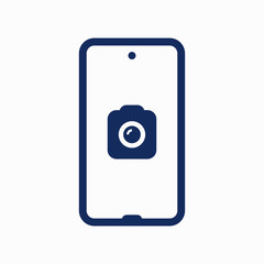 Smartphone camera line vector icon. Photo symbol. Phone lens silhouette icons set for web design. Tablet photographing flat icon for app design. Modern gadget shutter sign minimal flat linear icons