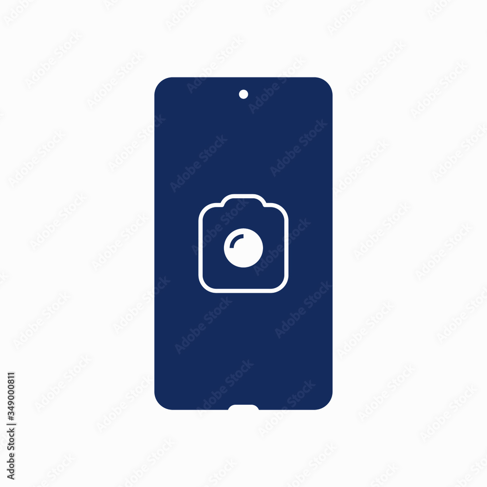 Poster smartphone camera line vector icon. photo symbol. phone lens silhouette icons set for web design. ta