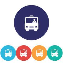 Bus vector icon , lorem ipsum Flat design