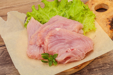 Raw turkey breast steak for cooking