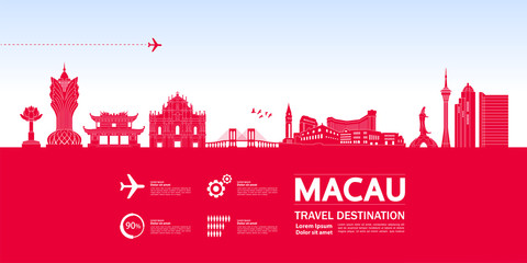 Fototapeta premium Macau travel destination grand vector illustration. 