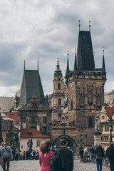 Naklejka premium Prague Charles Bridge in covid-19 time