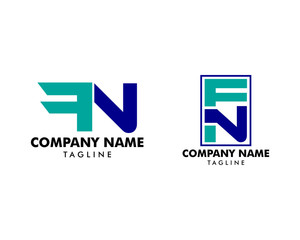 Set of Initial Letter FN Design Logo