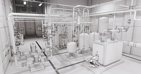 Conceptual visualization of drawing style of utilities at BIM technology
