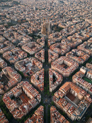 Barcelona street aerial view with beautiful patterns  - 349004277