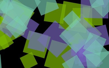 Fototapeta premium Multicolored translucent squares on dark background. 3D illustration