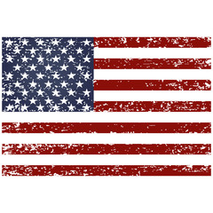 Flag of the USA, United States of America. Vector illustration in grunge style with abrasions. Old scratched flag. Vector illustration of vintage USA flag.