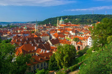 Fototapeta na wymiar Aerial view over Mala Strana District in Prague, Czech Republic