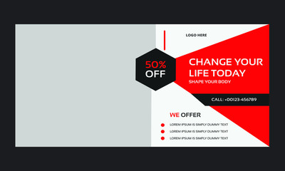 Fitness Social Media Cover web banner template design