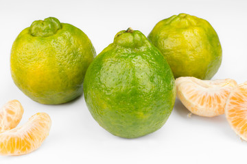 Tangerine variety typical in brazil called ponkan isolated in white background
