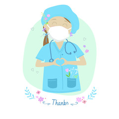 Thank you nurse flat design illustration Premium Vector
