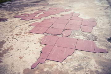 Isolated old linoleum tile floor - grunge, distressed texture