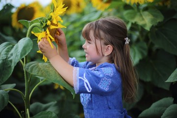 girl, nature, summer, flowers, sunflowers