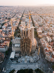 Aerial view of Sagrada Familia in Barcelona