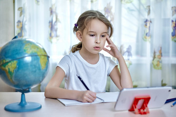 Girl doing homework at home