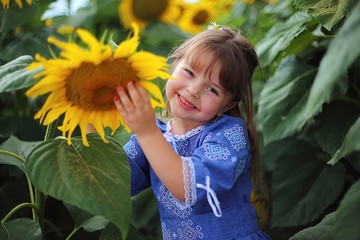 girl, nature, summer, flowers, sunflowers
