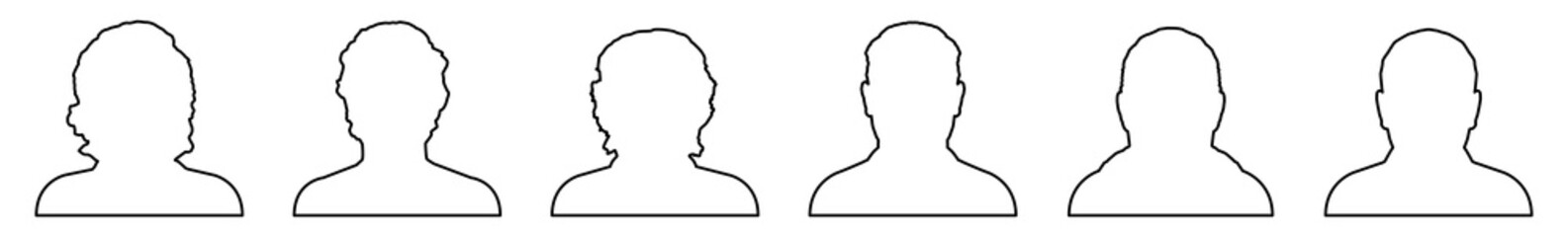 User Icon Black Line | Avatar Illustration | Client Silhouette Symbol | Member Profile Logo | Login Head Sign | Isolated | Variations