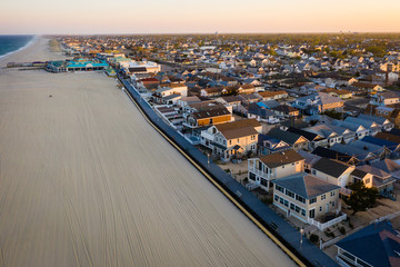 Aerial Drone of Point Pleasant Sunset During Pandemic
