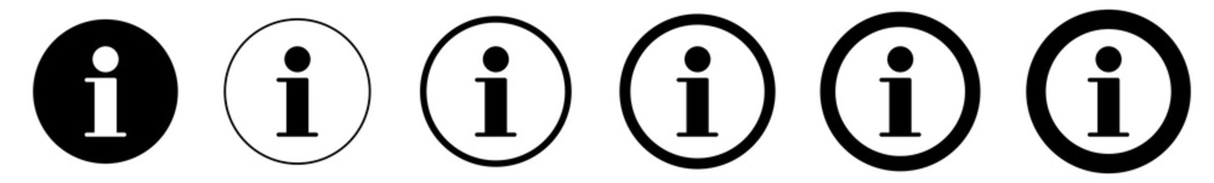 Info Point Icon Black Circle | Information Illustration | i Point Symbol | Help Logo | Hint Sign | Isolated | Variations