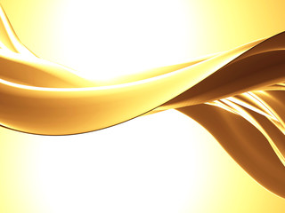 Golden abstract wavy liquid background