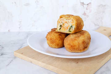 Horn pastry cake with vla or vanilla custard filling. Homemade cumcum cake filled with cream