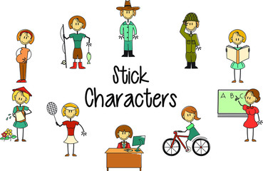 Set of Women Stick Characters