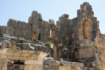 Fototapeta na wymiar Ruins of the Greek-Roman amphitheatre of the ancient city of Myra in Demre, Antalya Province, Turkey