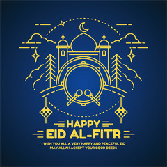 Eid Al Adha Mosque card in vector format.