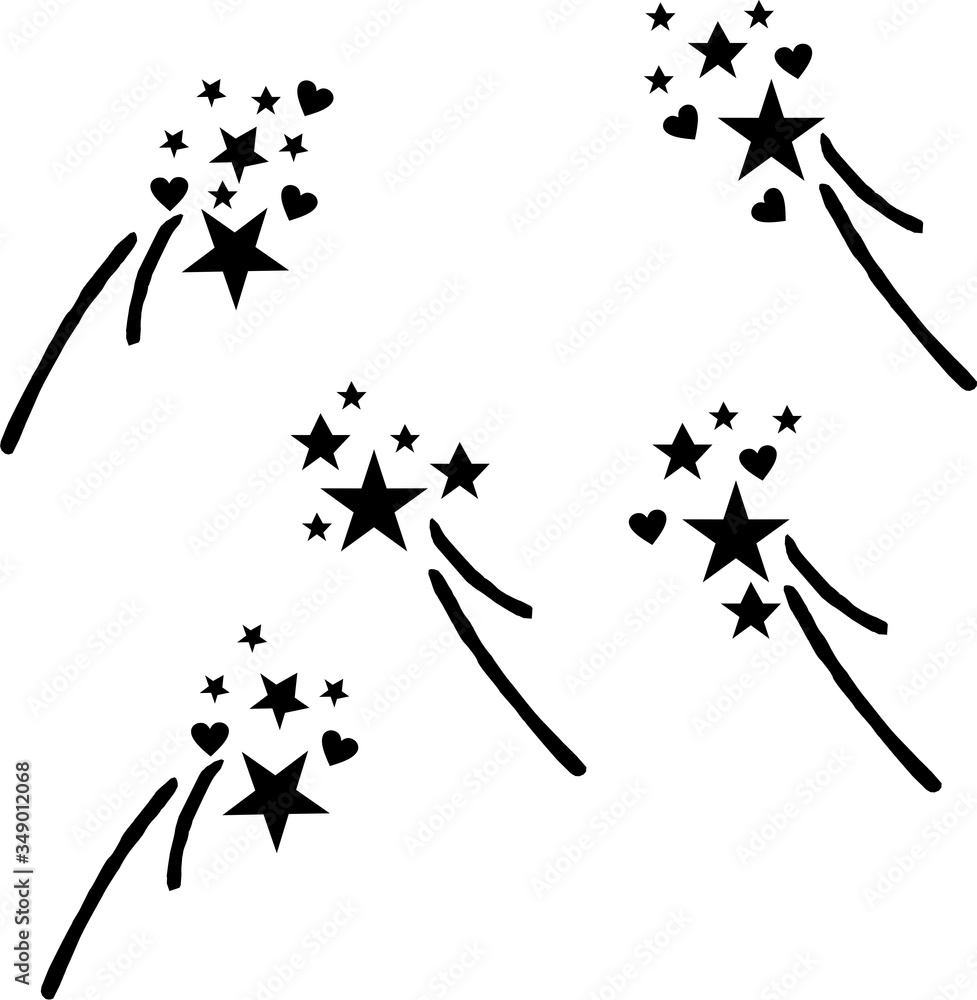 Poster decorative  element with heart and star, delimiter separator  and text break set 