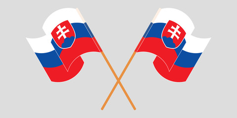 Crossed and waving flags of Slovakia