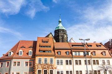 Die Altstadt von Pirna mit der Stadtkirche St. Marien in Sachsen