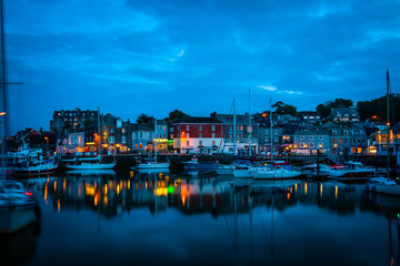 Fototapeta premium Padstow harbour in the night, Cornwall, UK