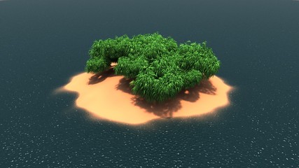 Tropical island in the ocean. 3D-rendering.