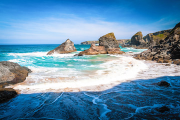 Famous Bedruthan’s steps in Cornwall, UK