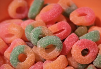 Different types of candy that give a beautiful color to the image.