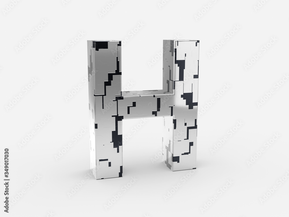 Poster futuristic letter h - futuristic metallic font letters set with sci-fi metallic metallic random pann