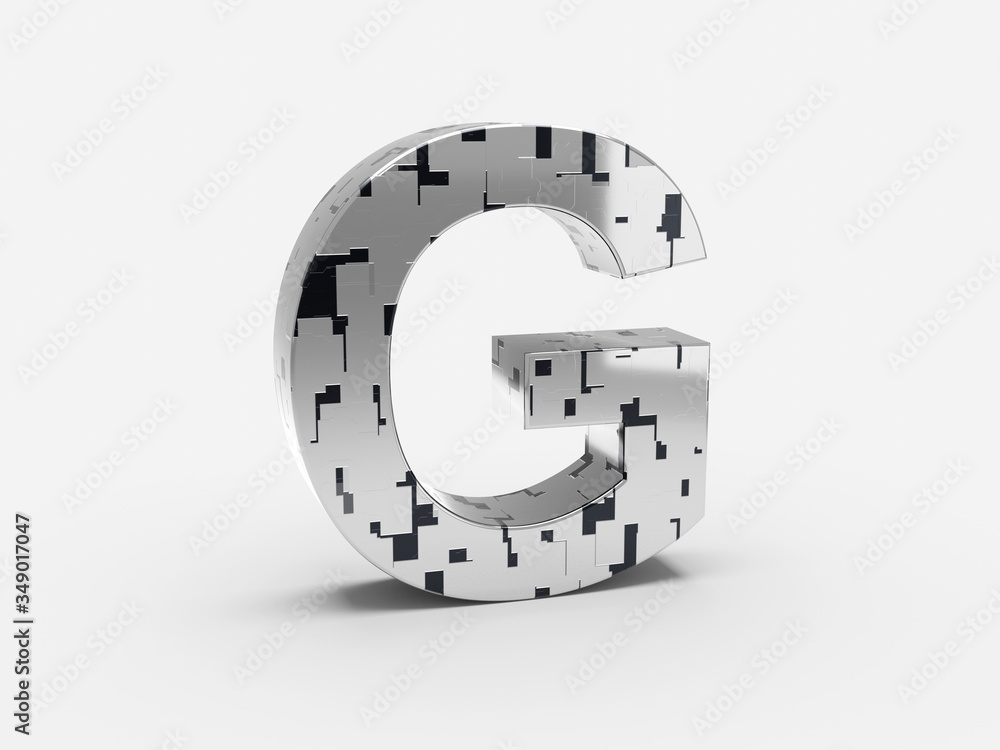 Poster futuristic letter g - futuristic metallic font letters set with sci-fi metallic metallic random pann
