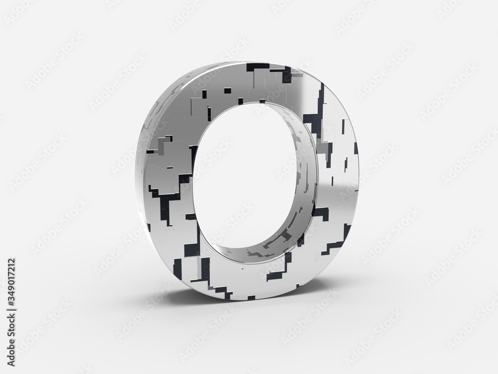 Poster futuristic letter o - futuristic metallic font letters set with sci-fi metallic metallic random pann