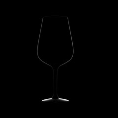 Red wine glass on black background. Silhouette on low key light