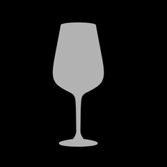 Red wine glass on black background. Fiiled gray glass